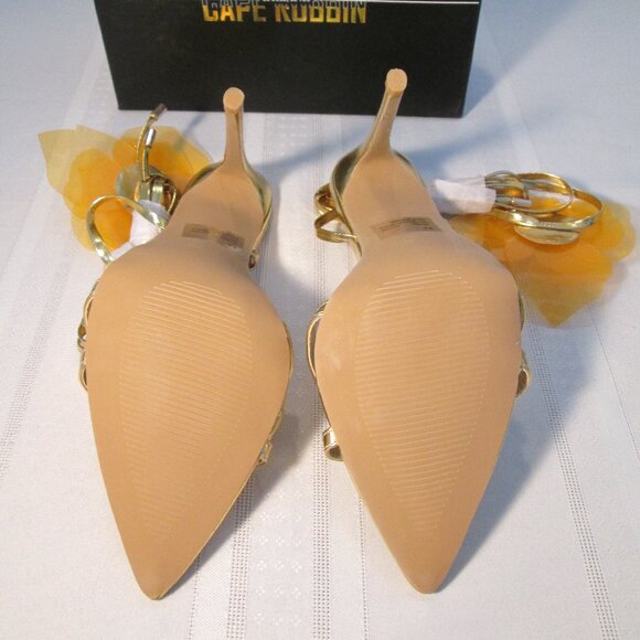 Cape Robbin Ahloaa Floral Strappy Heels Gold Sz 8.5 NIB - Picture 7 of 8